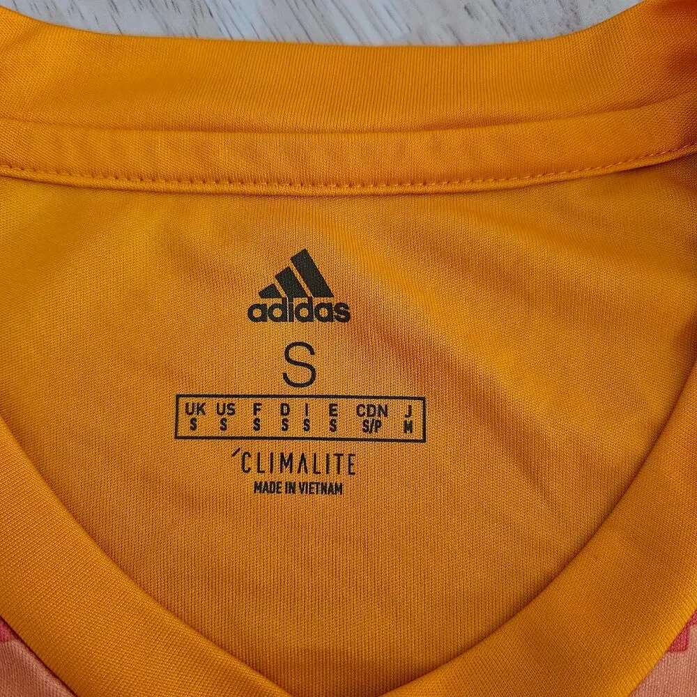 Adidas Climalite Long Sleeve Athletic Shirt Orange Stripe Sz S